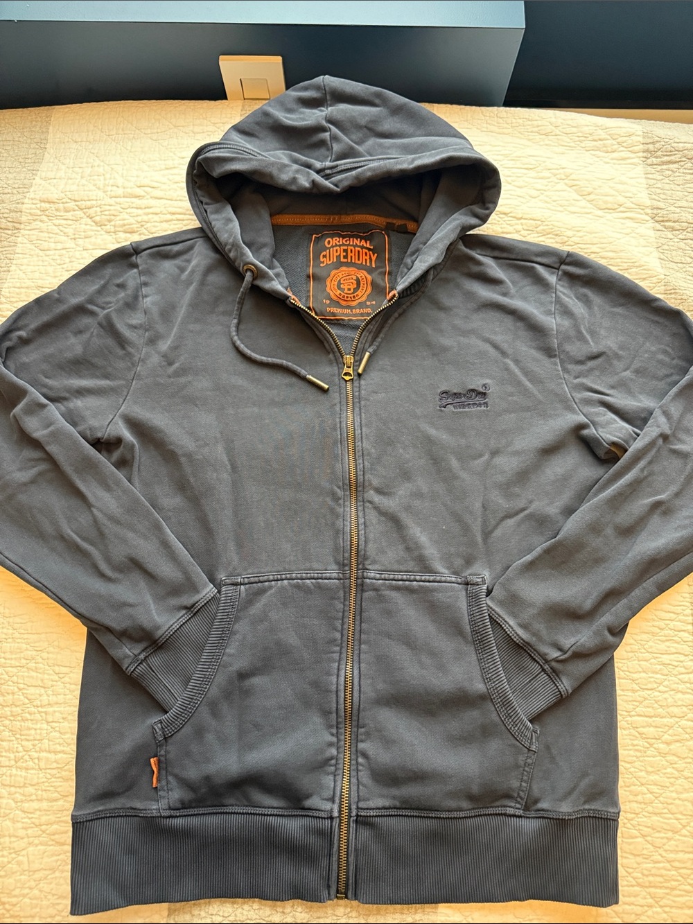 Superdry Charcoal Zip-Up Hooded Sweatshirt